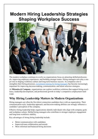 Modern Hiring Leadership Strategies for Workforce Success | PDF
