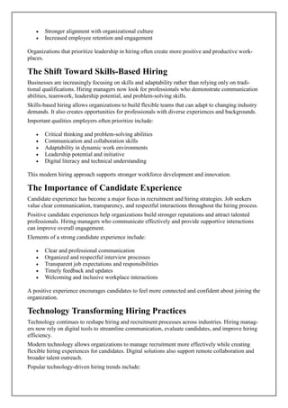 Modern Hiring Leadership Strategies for Workforce Success | PDF