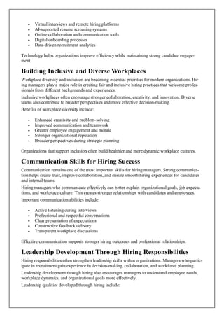 Modern Hiring Leadership Strategies for Workforce Success | PDF