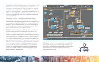 iFIX is part of the Proficy family of automation software products, a single
intelligent production solution that works with existing multi-vendor
hardware and software solutions to gather and analyze data. Solutions
can connect to equipment across the entire physical enterprise to
deliver both on-line monitoring for rapid operational response as well as
collect historical data as the foundation for continuous improvement. So,
K-water can implement many other useful programs by using the third-
party interface of iFIX.
“Compared to other HMI, it is possible to operate a wide range of
operations from the perspective of the operator and system integrator.
iFIX provides a friendly development environment for the engineer so that
we can easily customize and use it. It supports various interfaces such
as VB Script, .NET API, Dynamo functions and AlarmQ functions so that
we can develop complex requirements of operating personnel,” Hong
Jintaek, System Integrator developer for K-water, said.
iFIX offers canned functionality to drill into tag details, instantly trend
variables, view enterprise data through hosted portal displays and
deliver thin client connectivity to SCADA nodes through terminal
services. Graphic tools deliver a variety of drawing productivity tools and
advanced capabilities for 3D piping and connected object management.
“iFIX supports Standard Dynamos. Using Dynamos, various objects such
as pumps, valves, and tanks used in K-water are developed in the form of
a ‘standard dynamo’ and delivered to operator and developer to design
the screens based on this. Even though many people design various
screens, it looks like one person designed them because of Standard
Dynamos. The biggest advantage is that operators can work without
a hand-over even if the workplace is changed,” Hong Jintaek, System
Integrator developer for K-water said.
iFIX is ideal for use in Water/Wastewater facilities and is installed
in some of the largest plants around the world. And, Proficy is a
proof point of GE’s lean strategy by delivering a customer solution
that simultaneously improves a customer’s operating and
environmental performance.
 