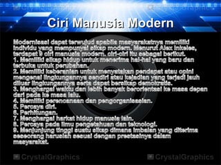 Ciri Manusia Modern
 