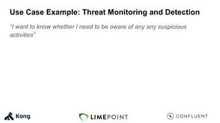 Use Case Example: Threat Monitoring and Detection
“I want to know whether I need to be aware of any any suspicious
activities”
 