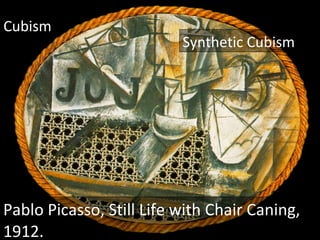 Pablo Picasso, Still Life with Chair Caning, 1912. Synthetic Cubism Cubism 
