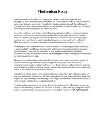 Modernism Paper Modernism Essay.pdf