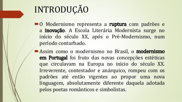 Modernismo Contexto Caractersticas Autores Mundo Educao