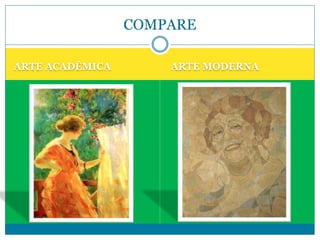 ARTE ACADÊMICA ARTE MODERNA
COMPARE
 