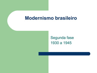 Modernismo brasileiro Segunda fase 1930 a 1945 