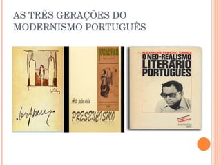 AS TRÊS GERAÇÕES DO MODERNISMO PORTUGUÊS 
