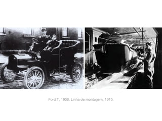 Ford T, 1908. Linha de montagem, 1913.
 