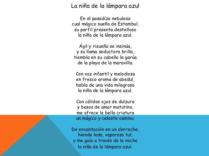 Poesia La Niña De La Lampara Azul