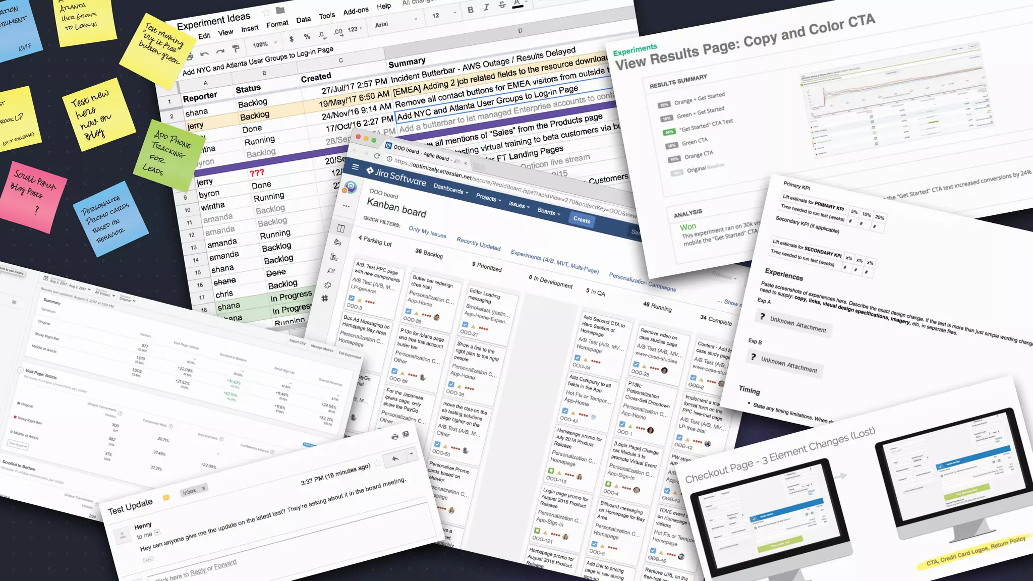 Atlanta
User Groups
to Log-in
10/17
gation
eriment
(oct release)
st
dbook LP
Test new
hero
nav on
Blog
Scroll PopupBlog Posts
? Personalize
Promo cards
based on
behavior
Test making
"try it free"
button green
Add PhoneTrackingfor
Leads
 