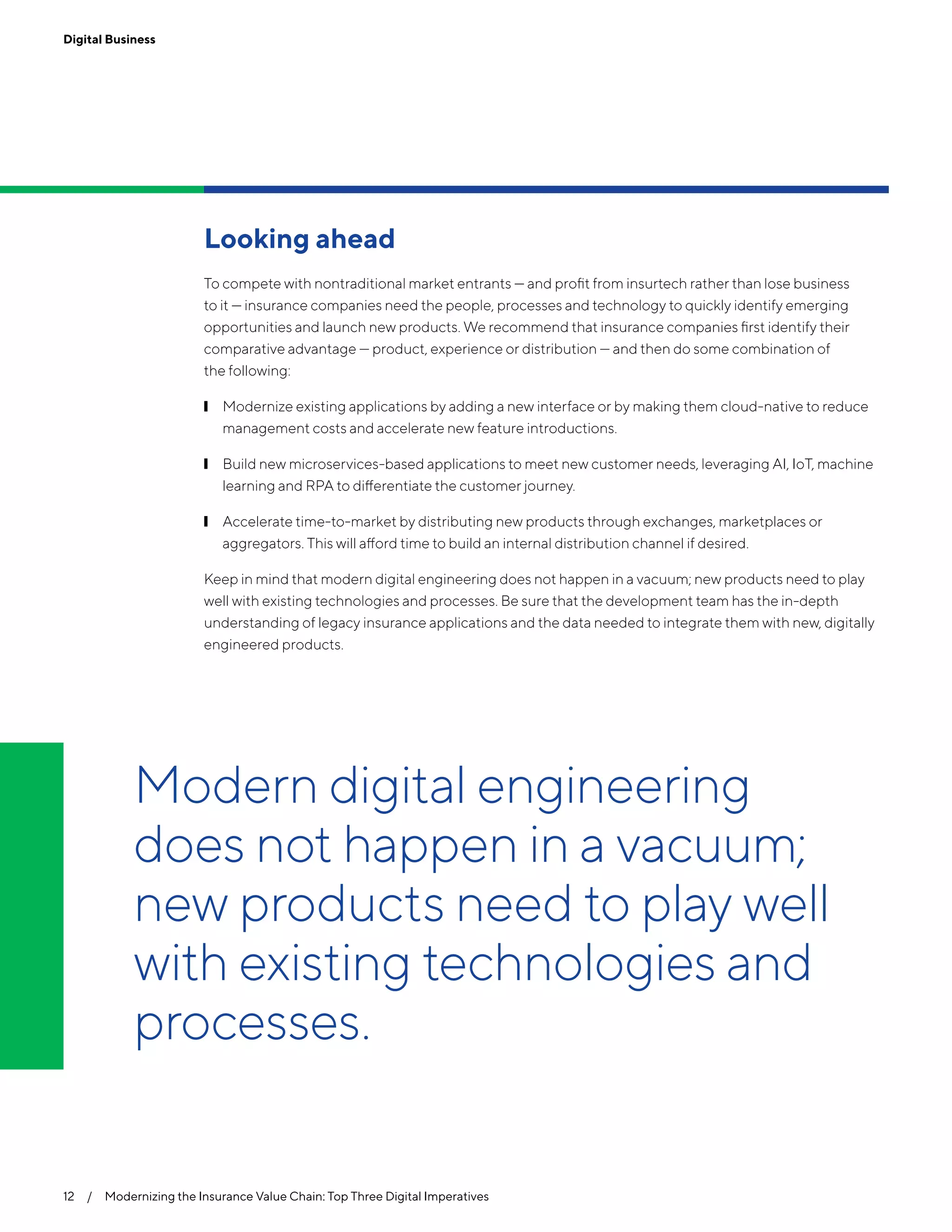 Modernizing the Insurance Value Chain: Top Three Digital Imperatives | PDF