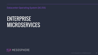 © 2015 Mesosphere, Inc. All Rights Reserved. 28
Datacenter Operating System (DC/OS)
ENTERPRISE
MICROSERVICES
 