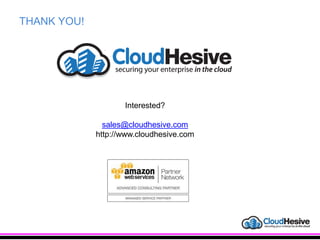 THANK YOU!
Interested?
sales@cloudhesive.com
http://www.cloudhesive.com
 