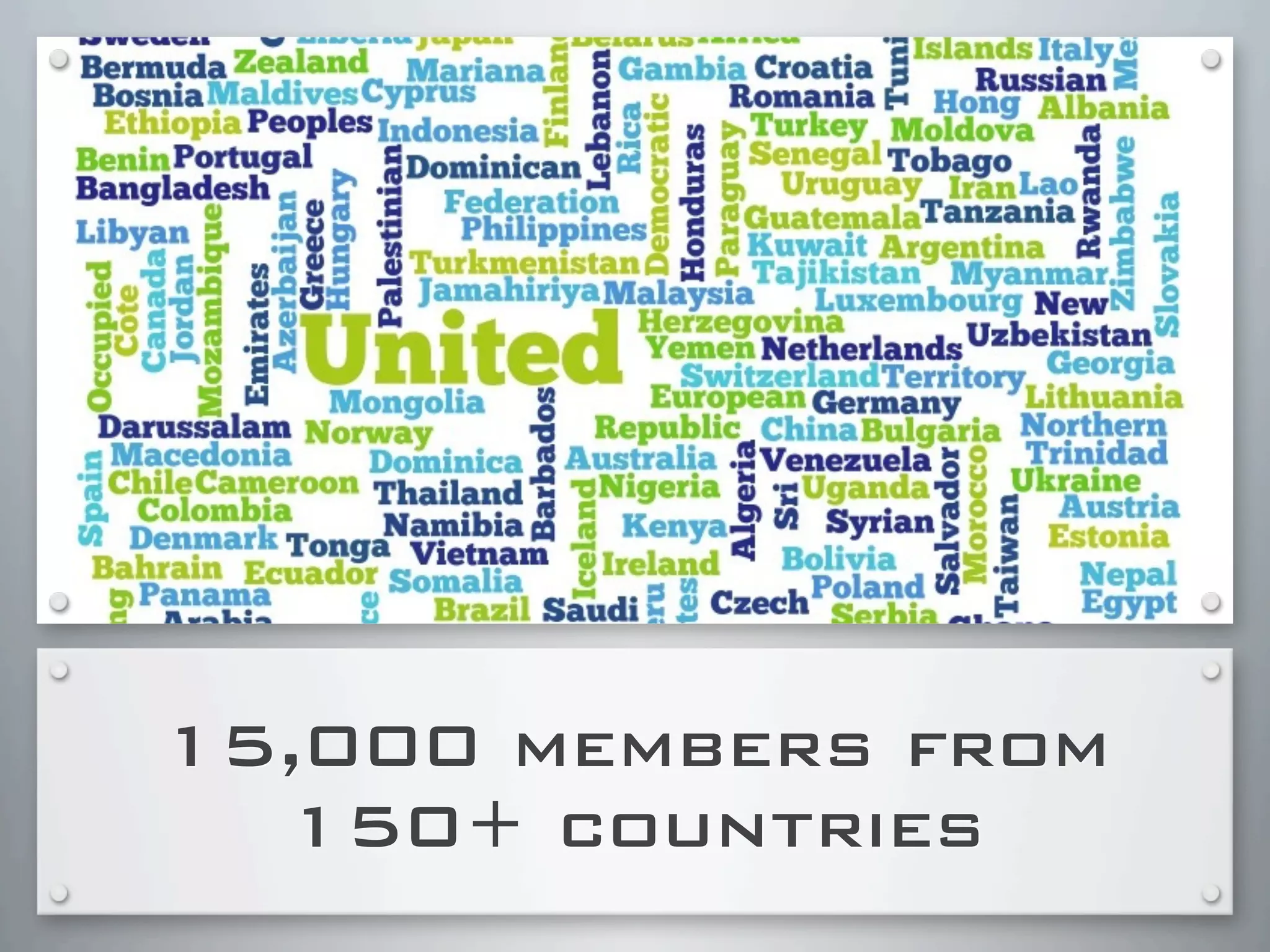 15,000 members from
150+ countries
 