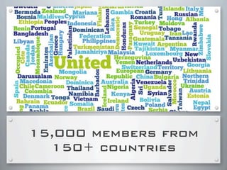 15,000 members from
150+ countries
 