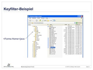 Keyfilter-Beispiel




<Forms-Home>/java




              Modernizing Oracle Forms   © OPITZ CONSULTING GmbH   Seite 6
 