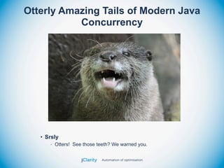 Otterly Amazing Tails of Modern Java
           Concurrency




   • Srsly
      - Otters! See those teeth? We warned you.
 