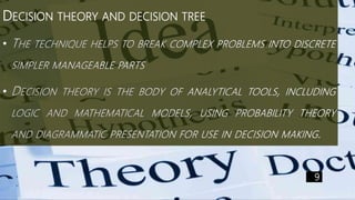 DECISION THEORY AND DECISION TREE
•
•
9
 
