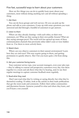 Why too many inbound leads might hurt your sales 
Most companies have a sales sweet spot. A defined set of early adopters or 
a target market that they’re best suited for. 
It’s not the whole market. That’s way too big. Instead, it’s a specific type 
of customer, a specific segment, a specific set of internal or external variables 
that mean sales are faster, easier, more efficient and more profitable. 
Let’s say you’ve developed a new software application that’s ideal for 
mid-market companies. Enterprise organizations can use it too, but those 
deals take too long (at least right now). SMB organizations think it sounds 
great, but their purchase cycles aren’t any shorter and your value proposition 
and pricing structure is mostly over their heads anyway. 
The narrower your market opportunity or focus, the more precise 
you need your sales  marketing to be. Paid search, for example, won’t 
differentiate or discriminate between inbound requests. Anybody can 
respond to your ad. 
Your content marketing might be generating hundreds of inbound leads, 
but if your target market is narrow, the majority of those leads might not be 
in your sweet spot. 
And yet, you might have your sales team scurrying to follow up with all 
of those leads. They’ll be spending the majority of their time chasing sub-optimal 
leads at the expense of proactively going after organizations directly 
in your sweet spot. 
Inbound leads are great—if you execute well they can come in droves, at 
an extremely low cost, with predictable perpetuity month to month. 
But most of those leads likely aren’t going to buy. It’s critical that you 
know precisely who you want as a customer, so that your sales  marketing 
efforts focus first and foremost in that direction 
Be opportunistic when other opportunities come your way, but beware 
the slippery slope of pursuing volume at the expense of quality. 
117 
 