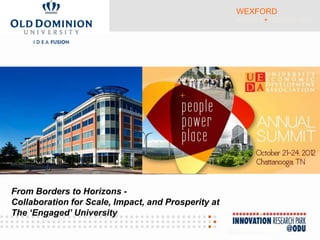 WEXFORD
                                                     SCIENCE+TECHNOLOGY




From Borders to Horizons -
Collaboration for Scale, Impact, and Prosperity at
The ‘Engaged’ University
 