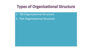 1. Tall Organizational Structure
2. Flat Organizational Structure
 