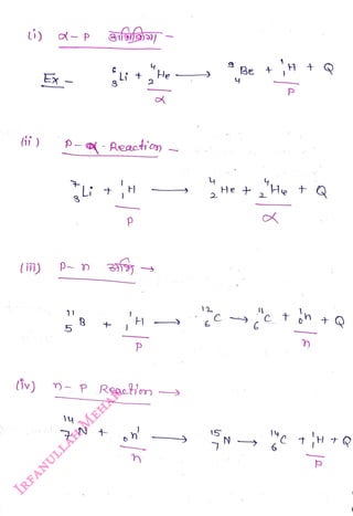 i) a- p
afy
<br>
(ii )
<br>
(im)
<br>
(iv)
<br>
Ex
<br>
p- n 3
<br>
Li +
<br>
P-a- Reaction
<br>
i+
H
<br>
) 1
<br>
B
<br>
5
<br>
m-p Reac
<br>
2
<br>
Rencon
<br>
n
<br>
He
<br>
12
<br>
15
<br>
Be +H + Q
<br>
He
+,'He t Q
<br>
N
<br>
6
<br>
n + Q
<br>
 