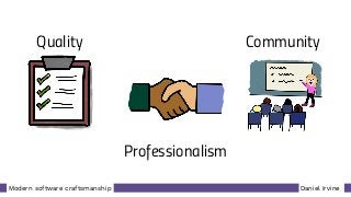 Daniel IrvineModern software craftsmanship
Quality
Professionalism
Community
 