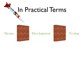 In Practical Terms


Design        Development     Testing
 