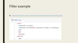 Filter example
■ https://gist.github.com/auroraeosrose/f649e997ffd94df57c827ab3b0ee7d1b
 