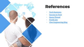 - Tech Dummies
- Success in Tech
- Quora Thread
- Pratik Jain
- Uber Engineering Blog
 