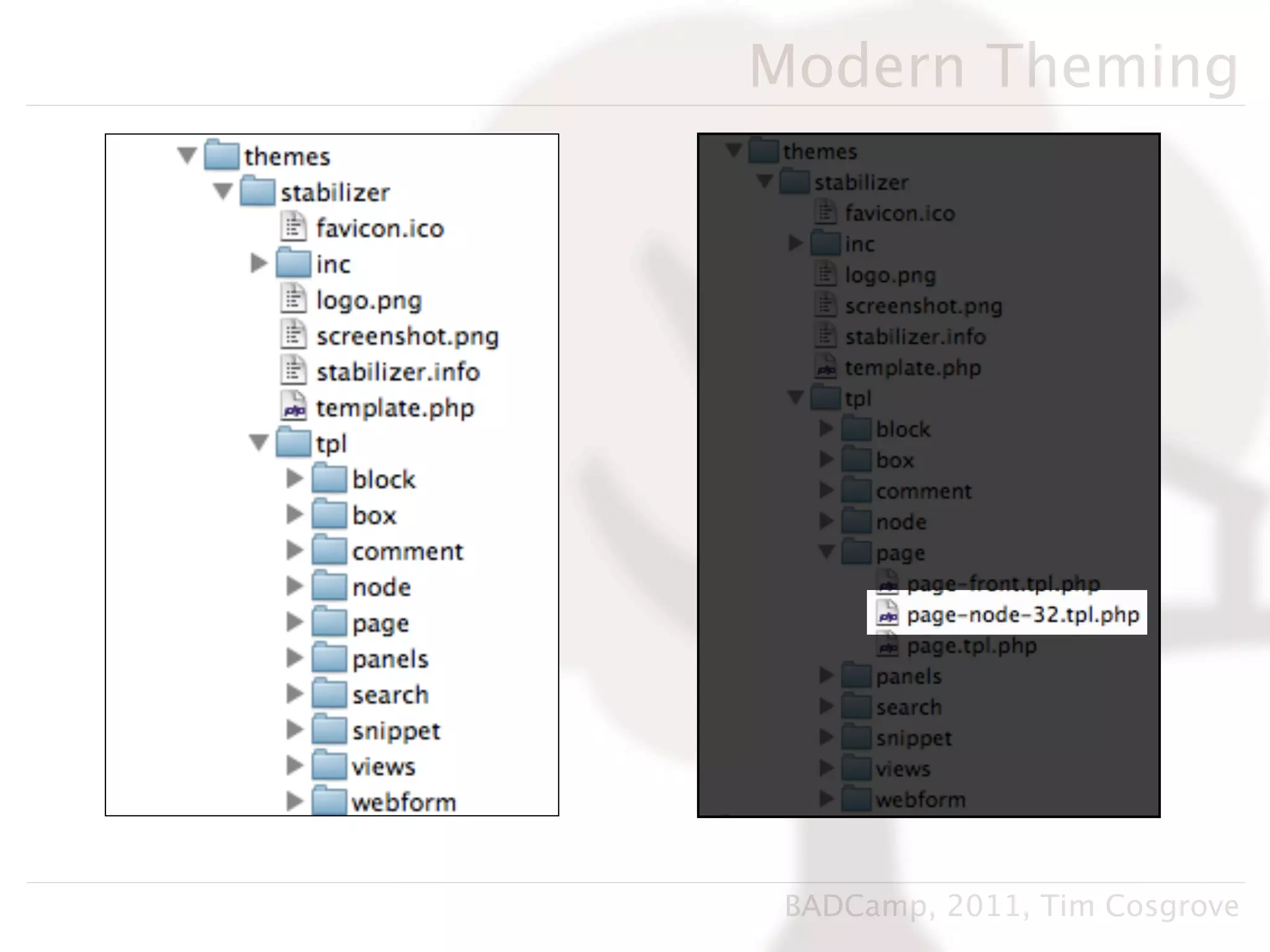 Modern Theming




 BADCamp, 2011, Tim Cosgrove
 