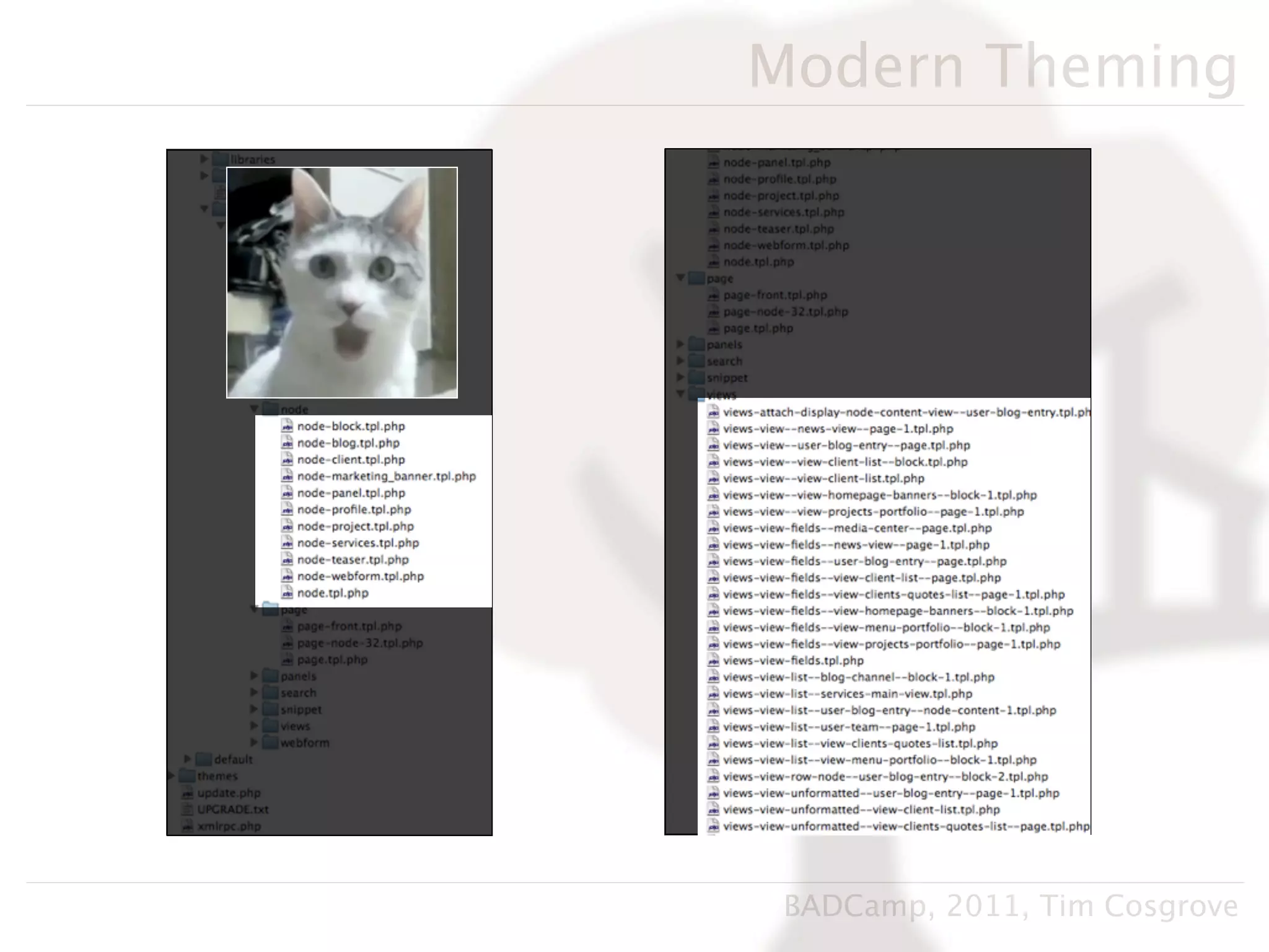 Modern Theming




 BADCamp, 2011, Tim Cosgrove
 