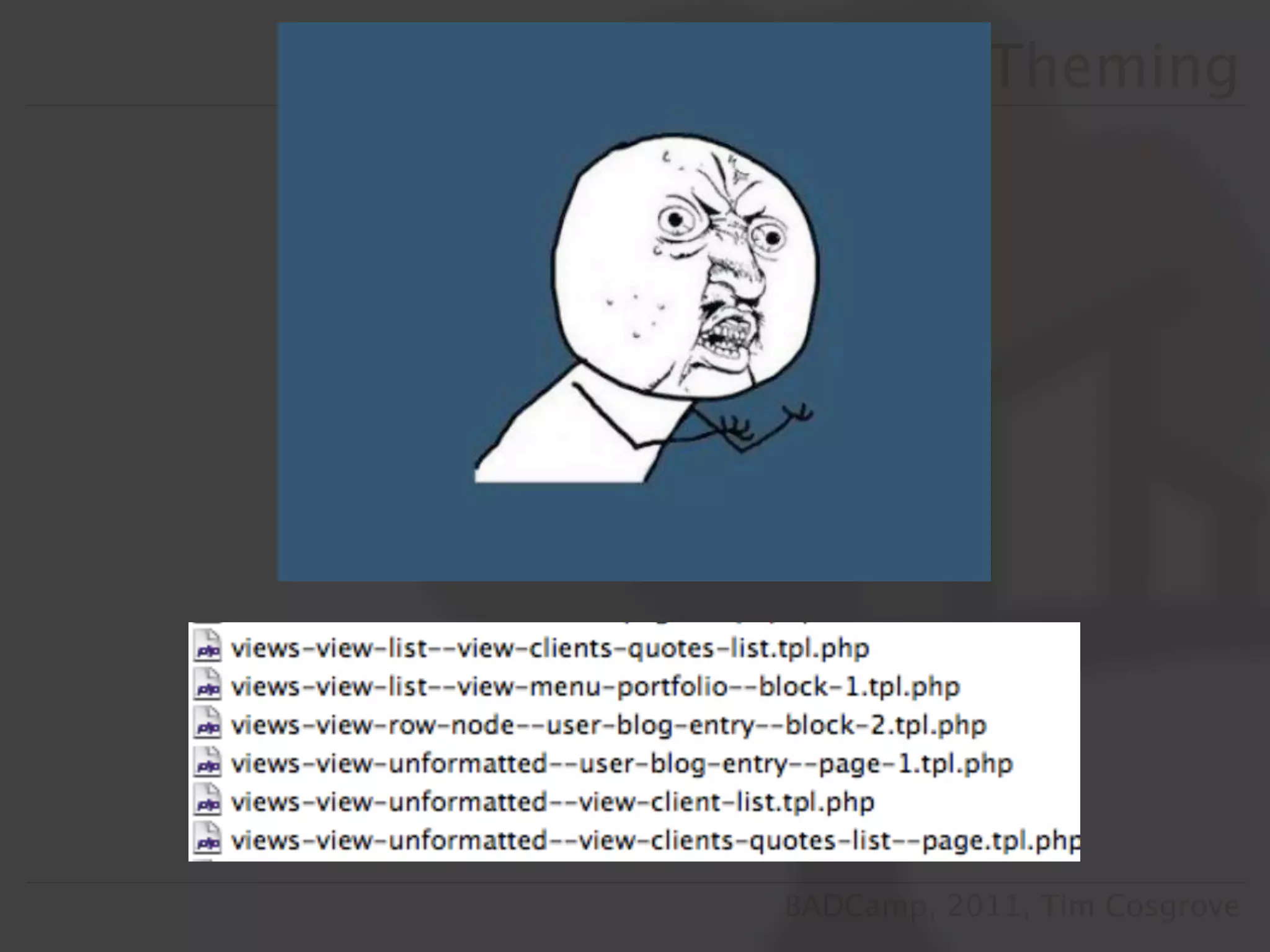 Modern Theming




 BADCamp, 2011, Tim Cosgrove
 