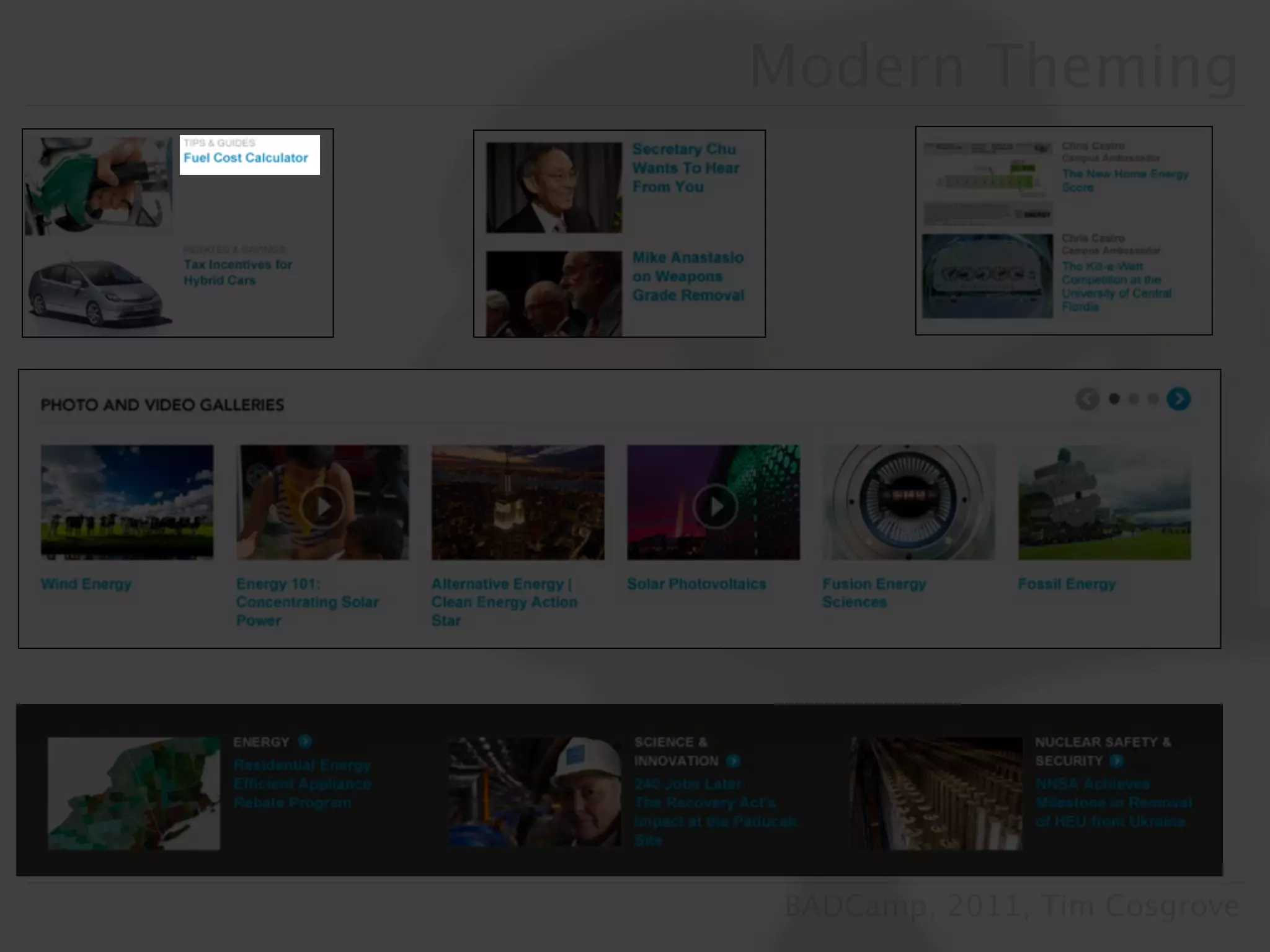 Modern Theming




 BADCamp, 2011, Tim Cosgrove
 