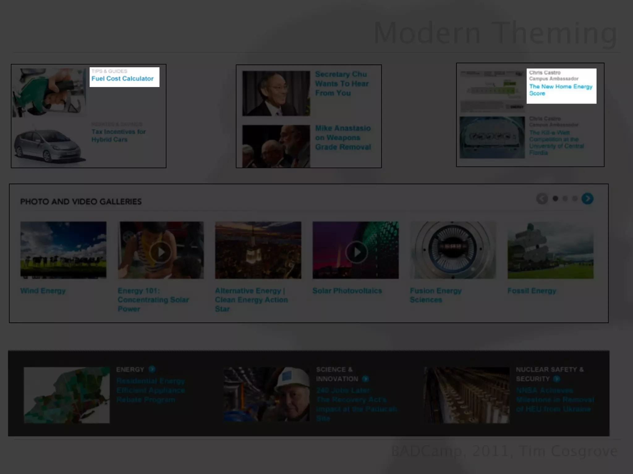Modern Theming




 BADCamp, 2011, Tim Cosgrove
 