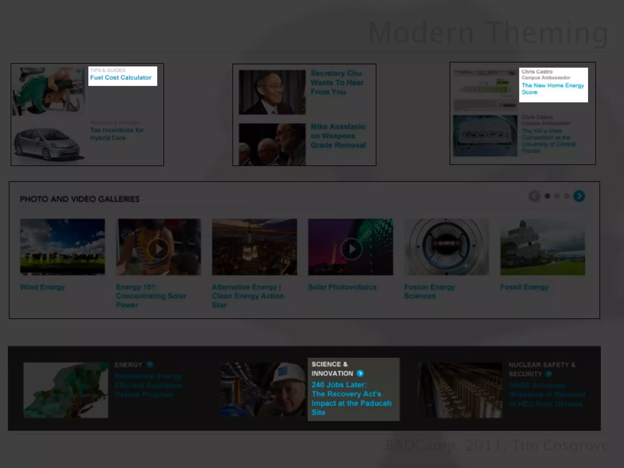Modern Theming




 BADCamp, 2011, Tim Cosgrove
 