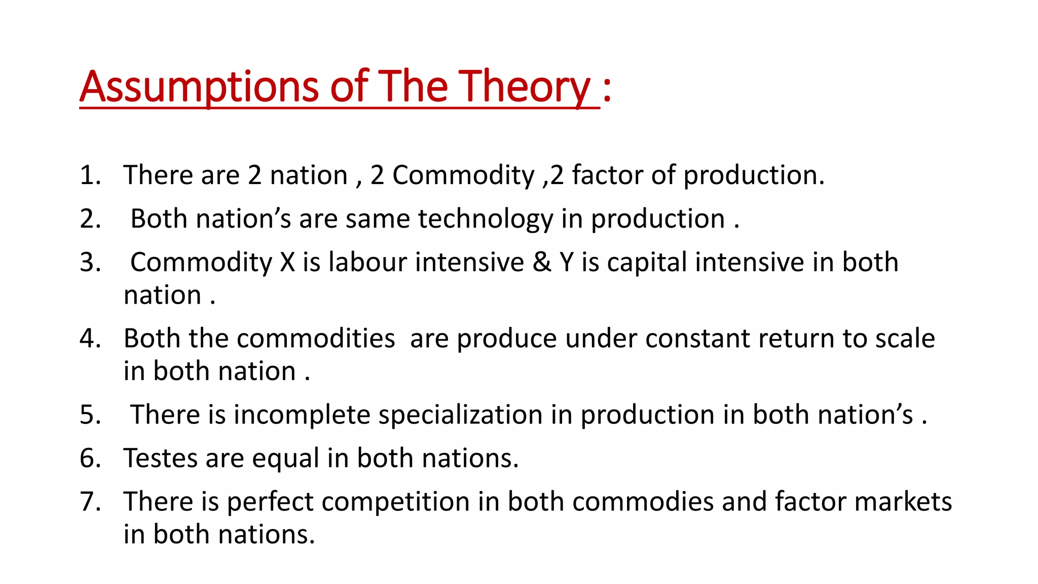 Modern theory of factor endowment heckscher ohilin theory