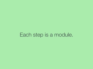 Each step is a module.
 