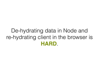 De-hydrating data in Node and
re-hydrating client in the browser is
HARD.
 