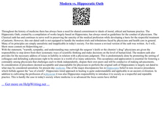 Modern Vs. Hippocratic Oath | PPT
