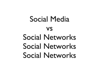 Social Media vs Social Networks Social Networks Social Networks 