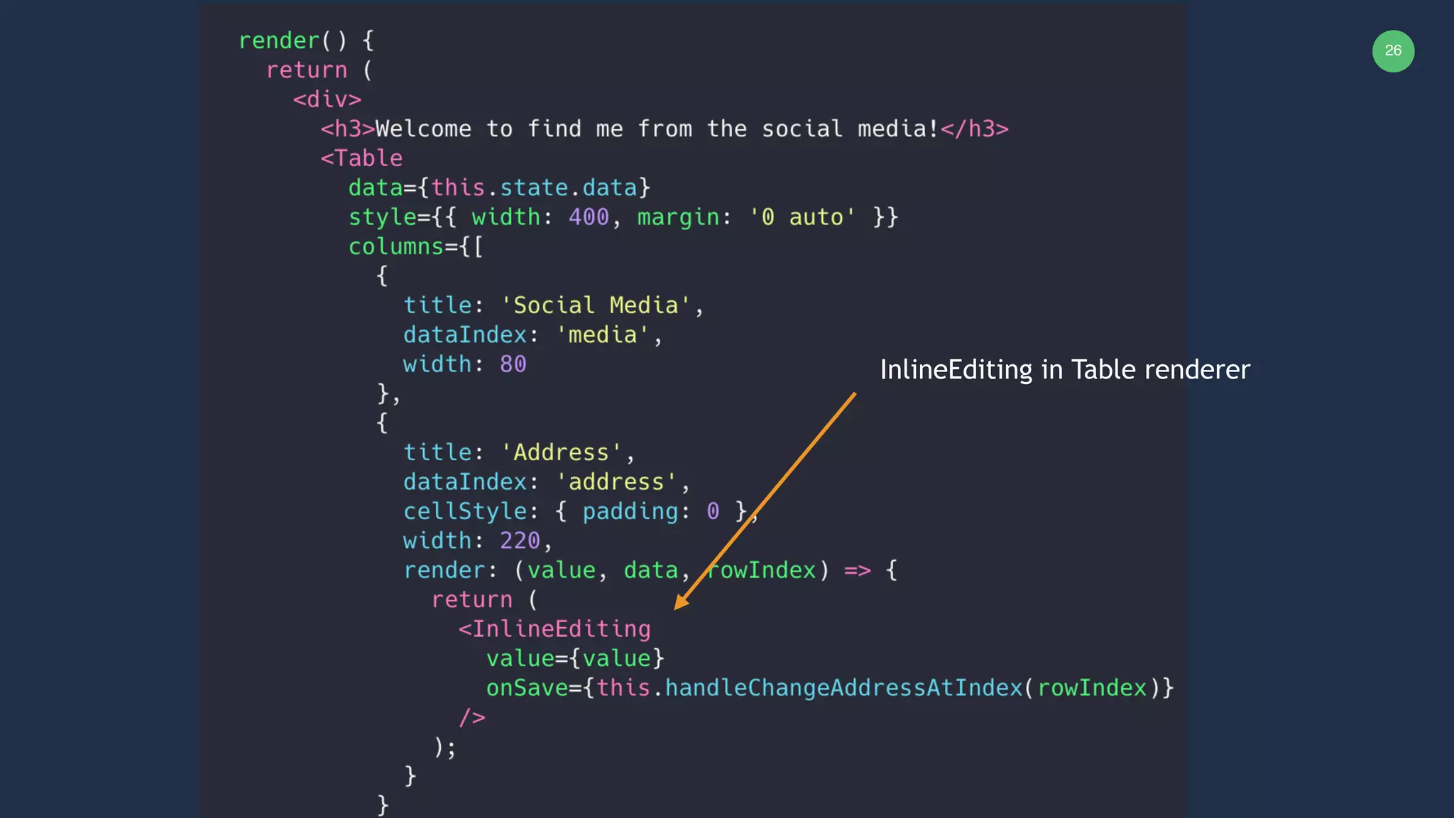 26 InlineEditing in Table renderer 
