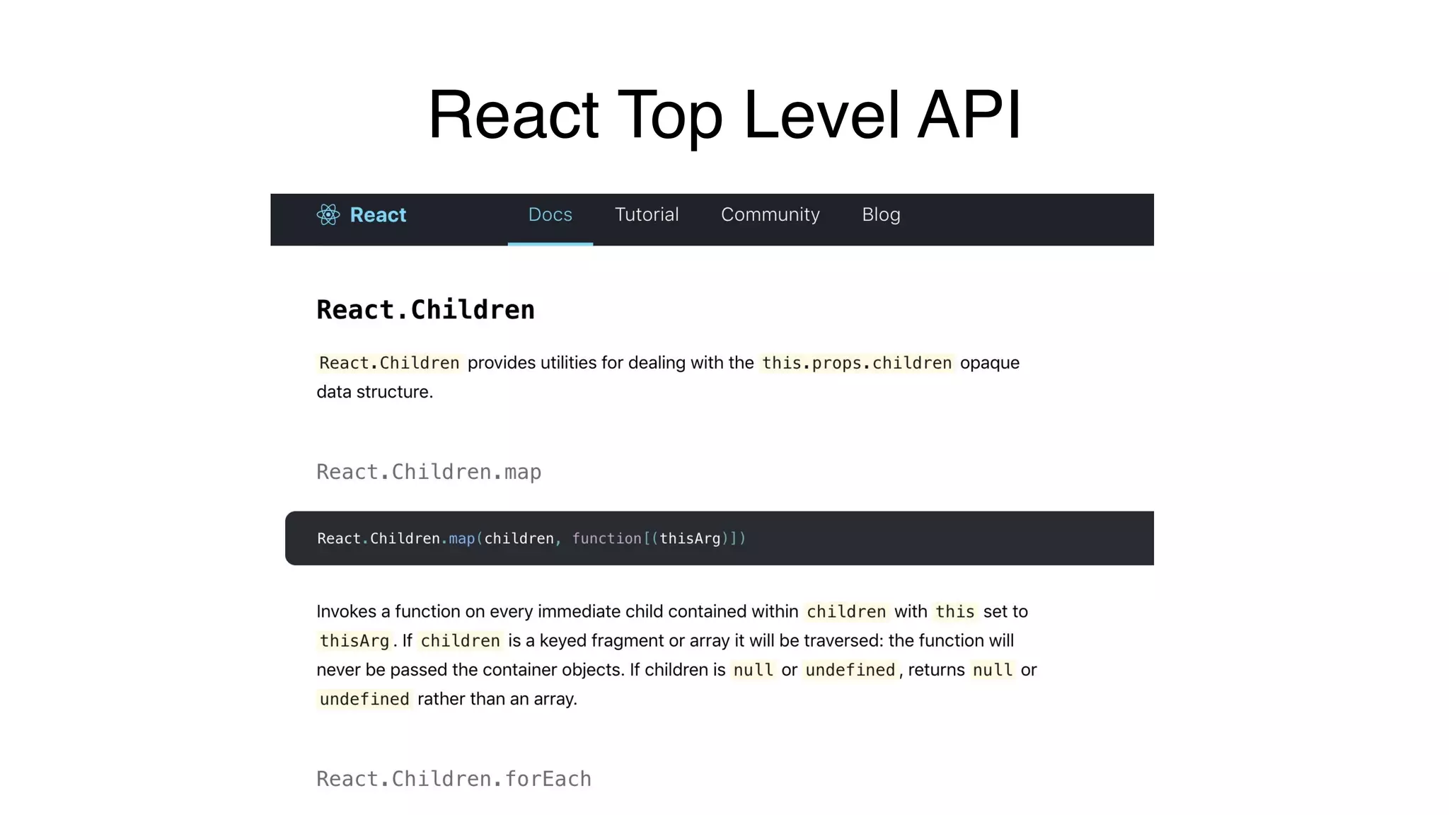 React Top Level API 