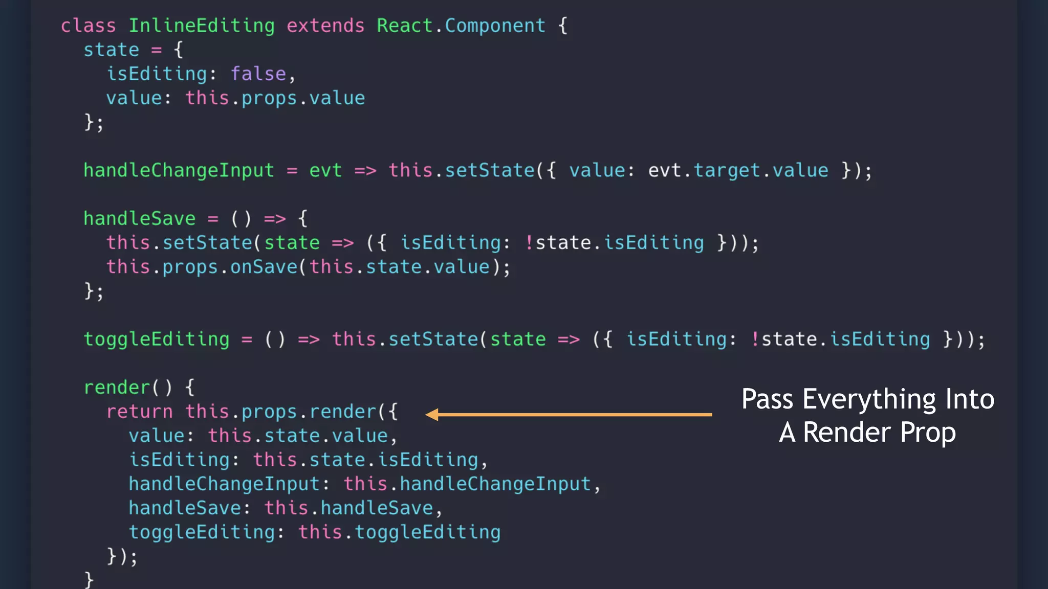 52 Pass Everything Into A Render Prop 