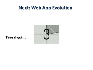 Time check...
Next: Web App Evolution
 