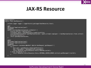 JAX-­‐RS 
Resource 
Software Development Done Right 
25 
 