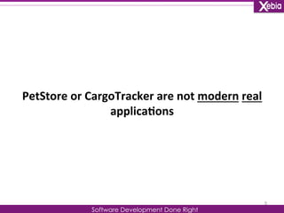 PetStore 
or 
CargoTracker 
are 
not 
modern 
real 
applica0ons 
Software Development Done Right 
5 
 