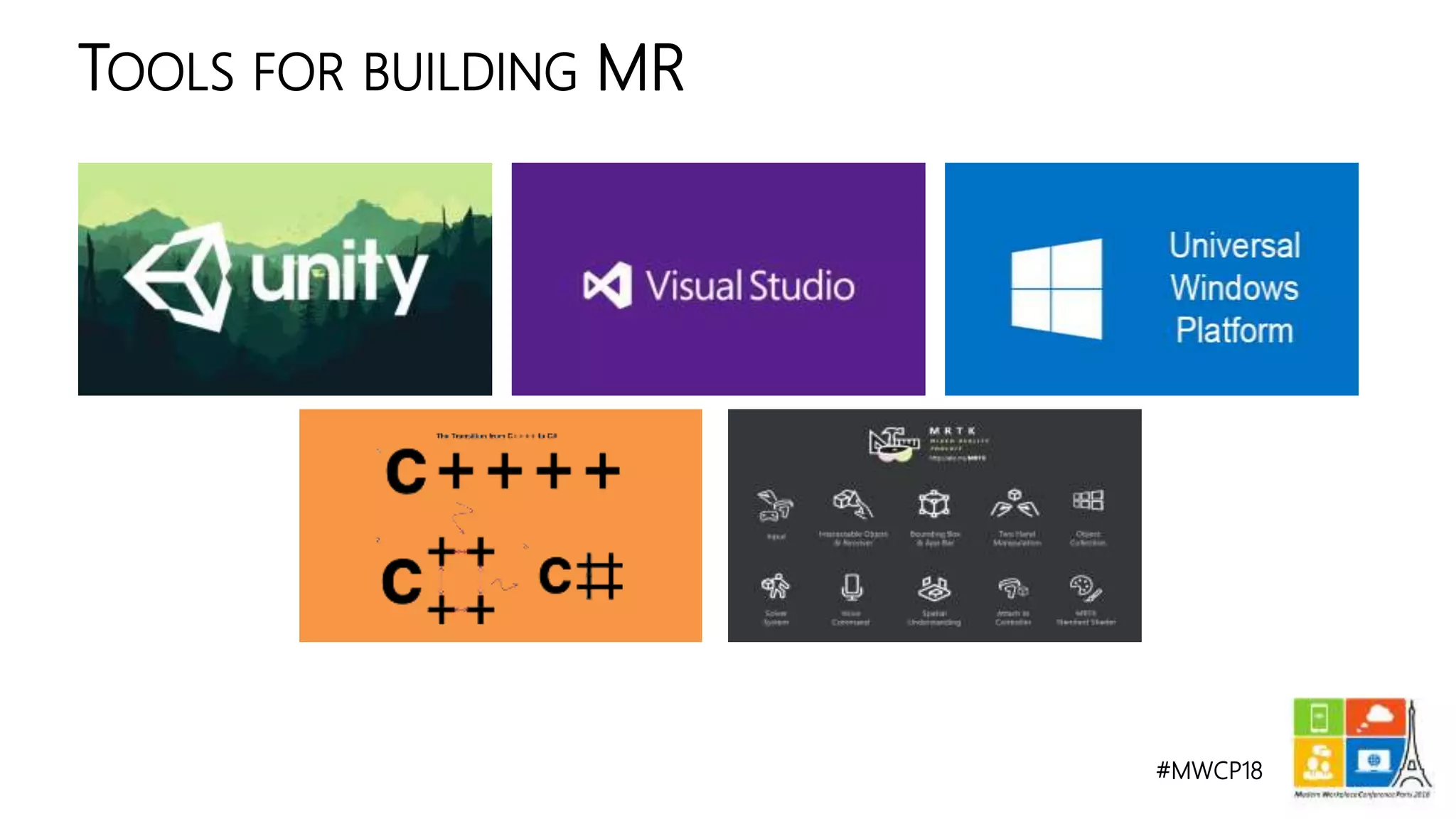 #MWCP18
TOOLS FOR BUILDING MR
 