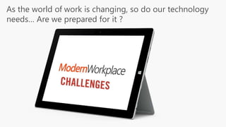As the world of work is changing, so do our technology
needs… Are we prepared for it ?
 